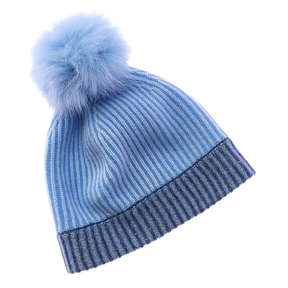 Forte Cashmere Colorblocked Pompom Cashmere Hat